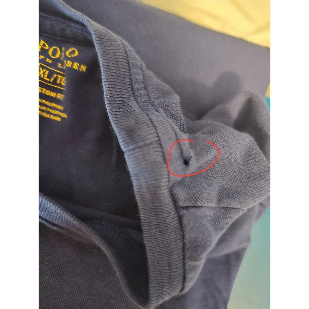 Polo Ralph Lauren Mens XL Custom Fit Navy Blue‎ T-Shirt Red Applique Logo Tee